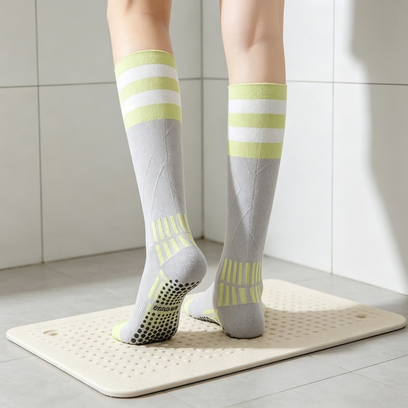 女性用ニーハイヨガソックス、滑り止めシリコングリップ付き、ピ - Medias Para Pilates Y Yoga のレビューと価格