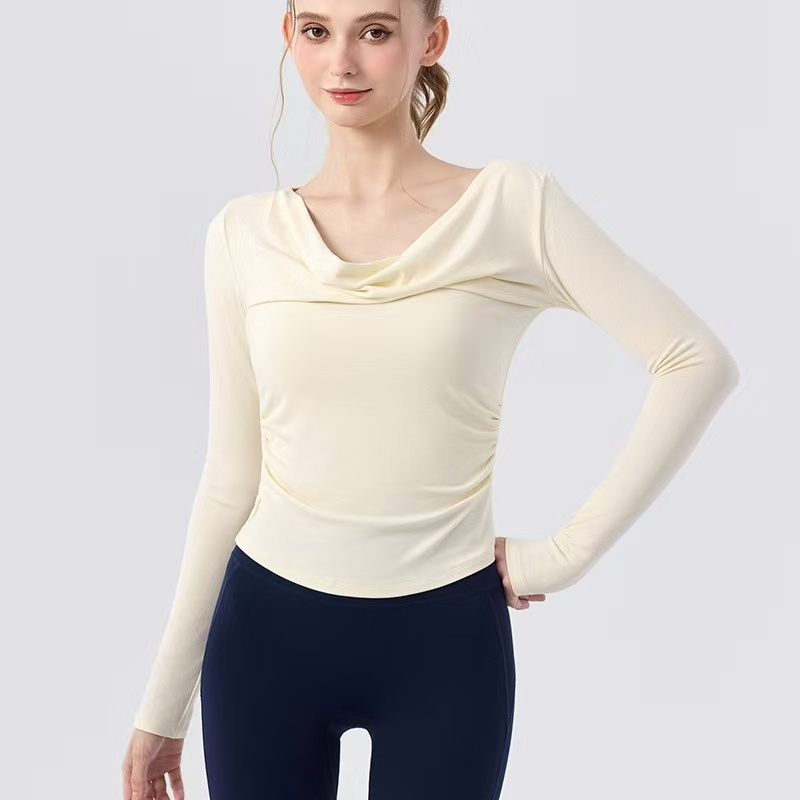 秋の新作長袖ヨガジムワークアウトトップス、フェミニンなワンシ - Pilates Yoga One のレビューと価格