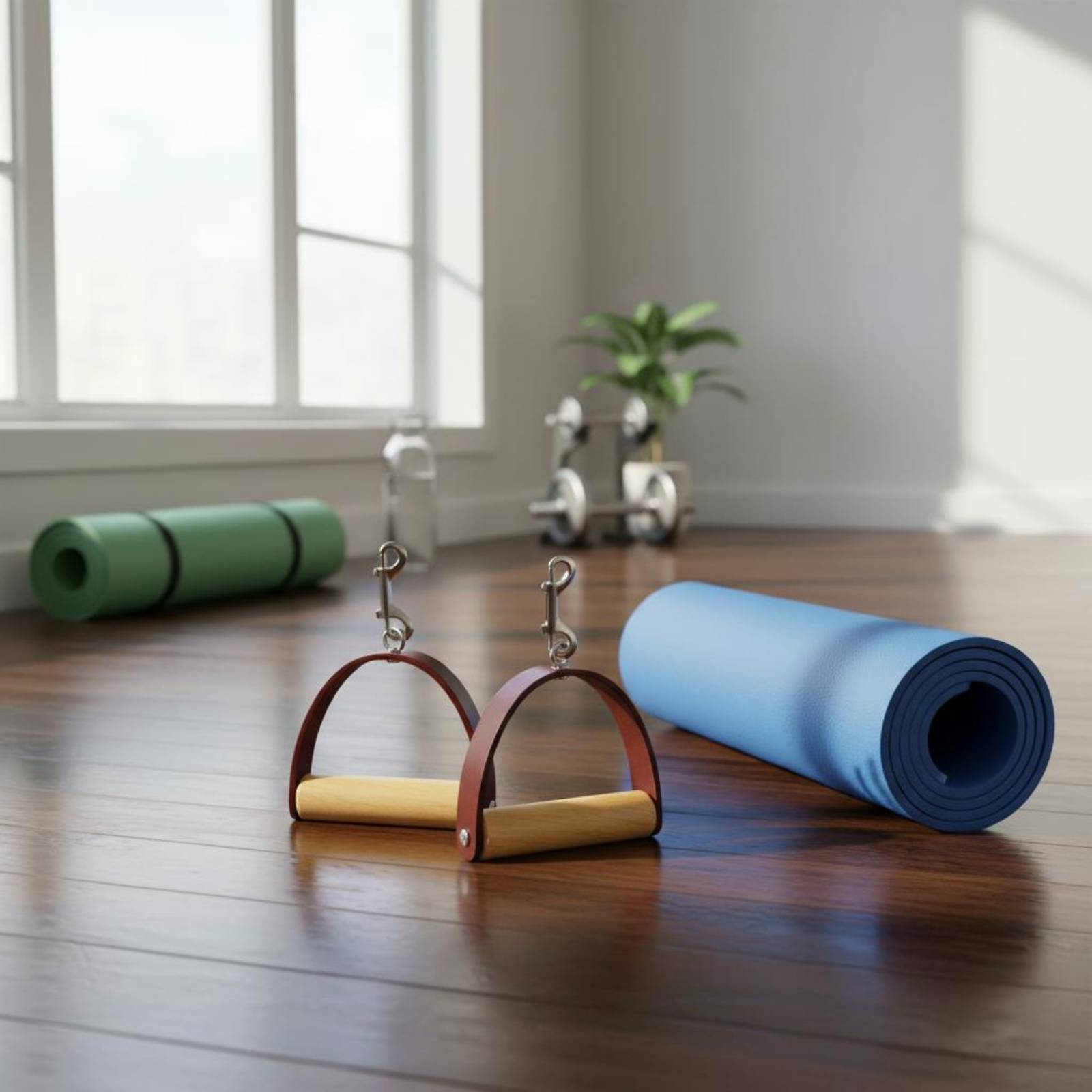 2個セット ピラティス レザーハンドル 木製グリップ 金属ク - Pilates & Yoga Vida のレビューと価格