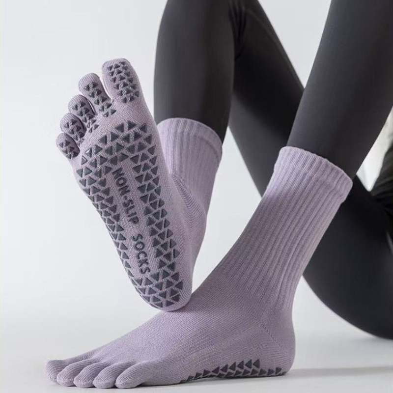 ユニセックス5本指ヨガソックス、ミッドカーフ丈、滑り止めシリ - Medias Para Pilates Y Yoga のレビューと価格